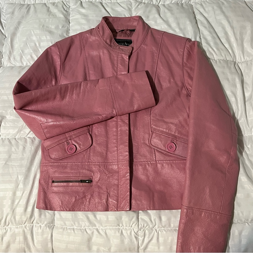 Pink leather jacket (perfect for valentines)💗